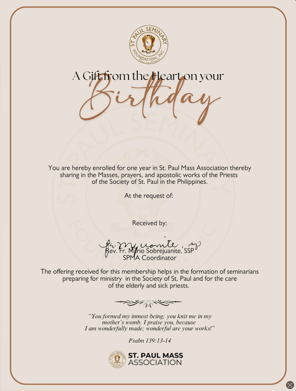 SPMA1 E-Mass Card for Birthday