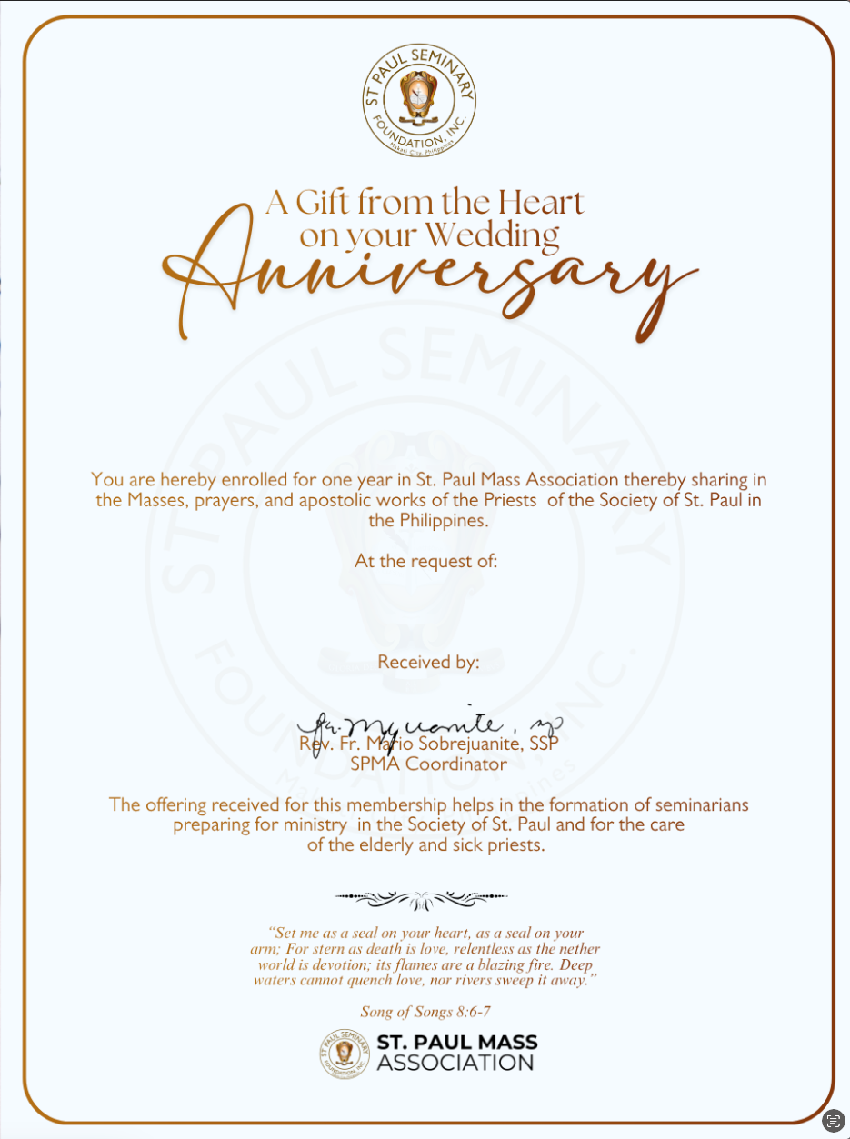 SPMA1 E-Mass Card for Wedding Anniversary